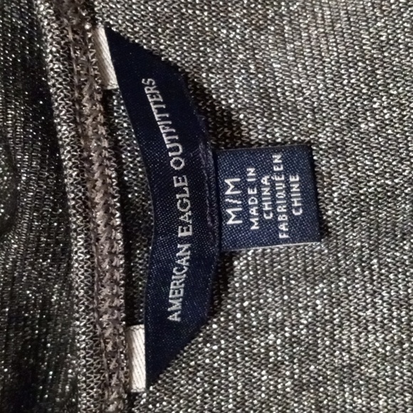 American Eagle Stretchy Black & Silver Metallic Racerback Tank|Sz Med - Picture 6 of 11